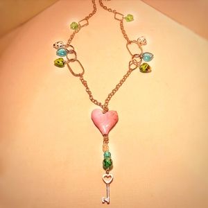Handmade Lampwork glass heart necklace